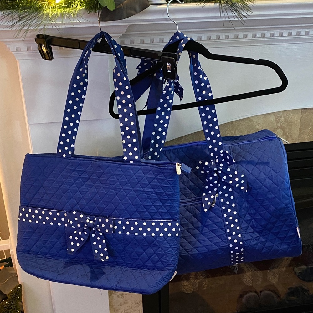 Stylish Blue Quilted Tote Bag